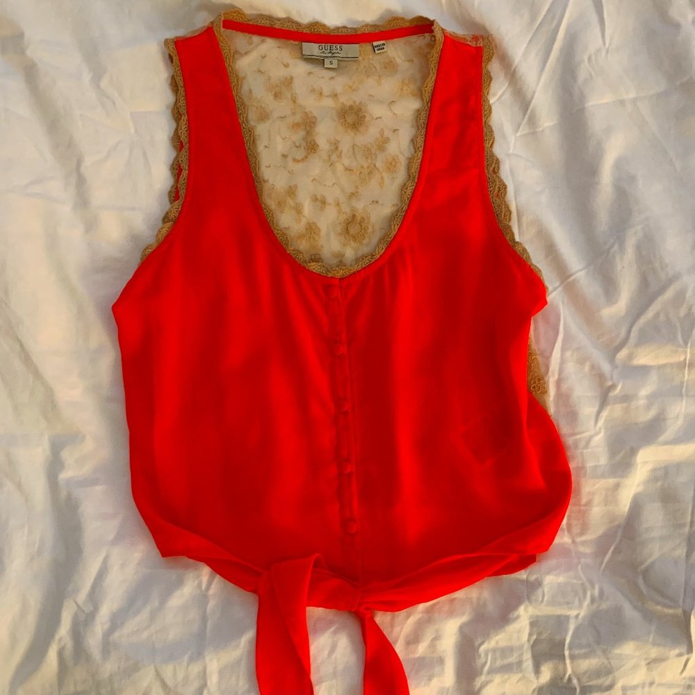 Guess Front Tie Crop Top